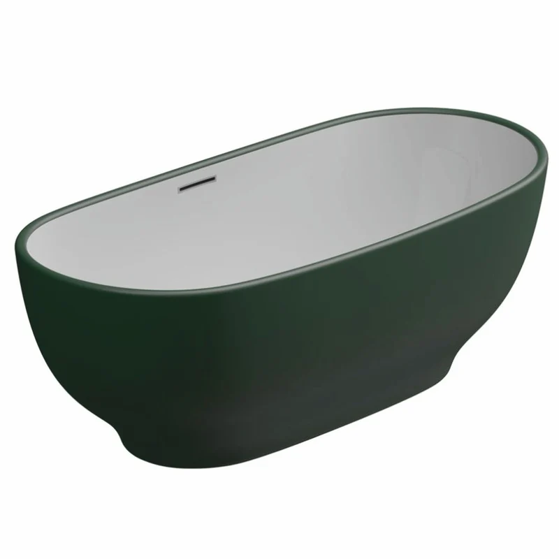 Casa Padrino Freistehende Luxus Acryl Badewanne Dunkelgrün / Weiß 170 cm - Made in Italy