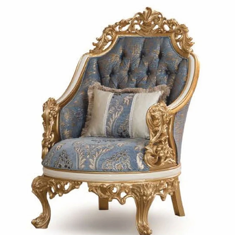 Casa Padrino Luxus Barock Wohnzimmer Set Blau / Weiß / Gold - Barock Möbel