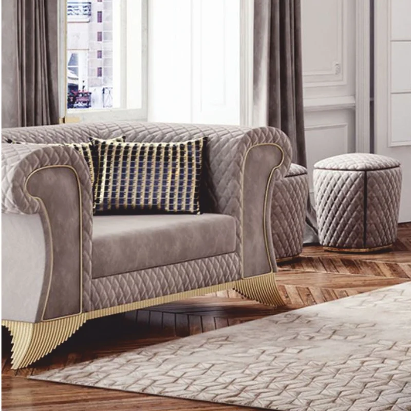 Casa Padrino Luxus Art Deco Sessel Grau / Gold - Wohnzimmer & Hotel Möbel