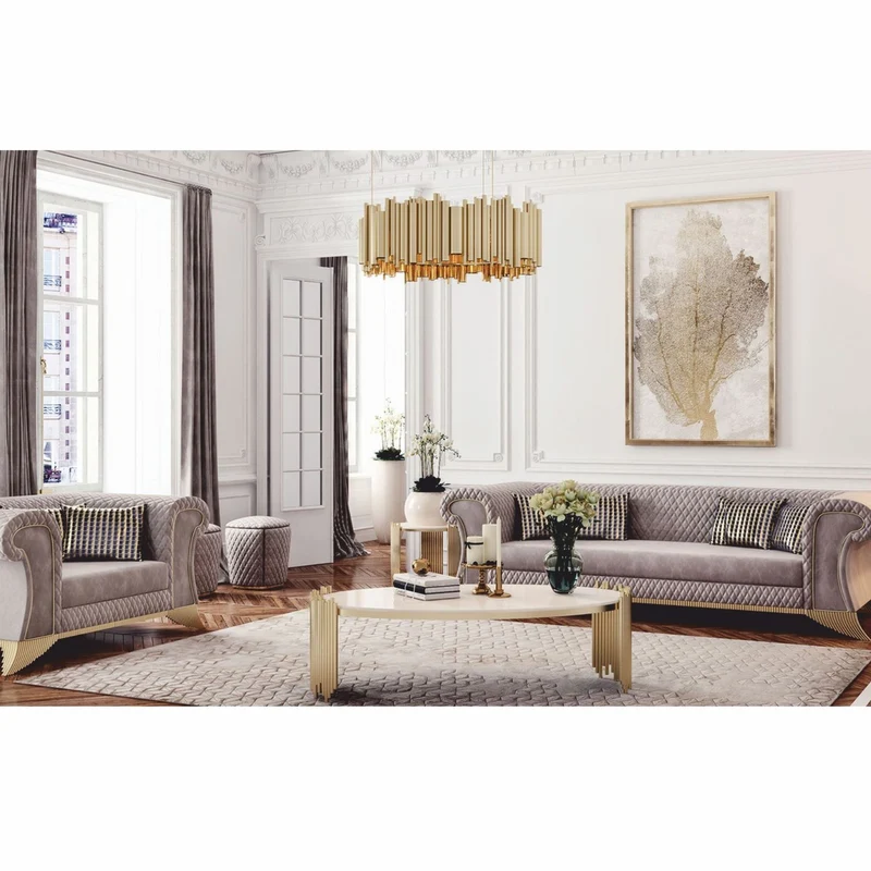 Casa Padrino Luxus Art Deco Sessel Grau / Gold - Wohnzimmer & Hotel Möbel