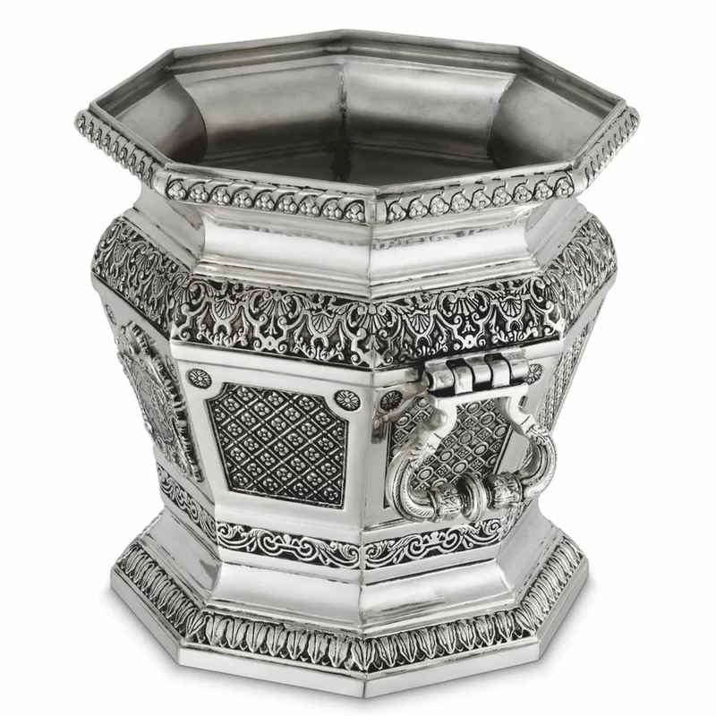 Casa Padrino Luxus Barock Deko Weinkühler Antik Silber H. 30 cm - Hotel Deko