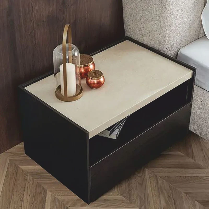 Casa Padrino Luxus Nachttisch Dunkelbraun / Creme / Messing - Schlafzimmer & Hotel Möbel