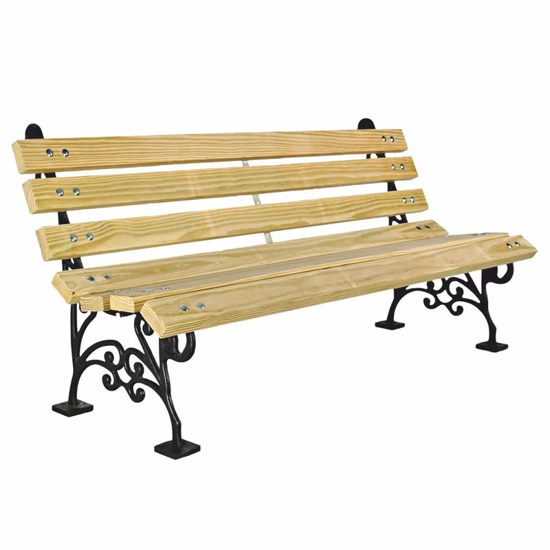 Casa Padrino Parkbank - Stadtbank Naturfarben / Schwarz 180 cm - Garten Accessoires