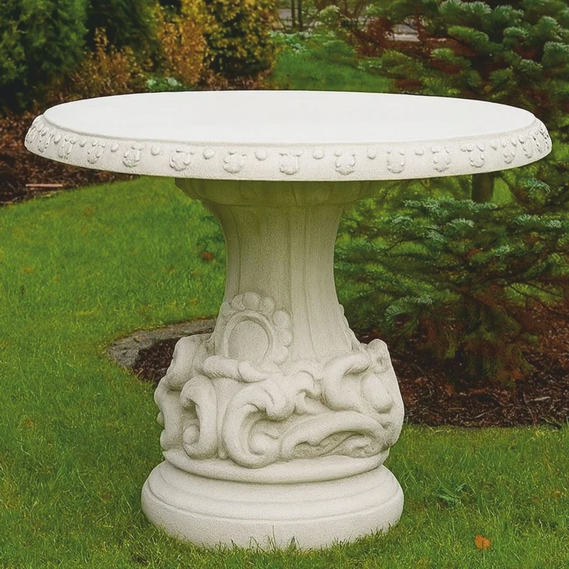 Casa Padrino Barock Gartentisch Weiß Ø 87 x H. 78 cm - Barock Garten Möbel