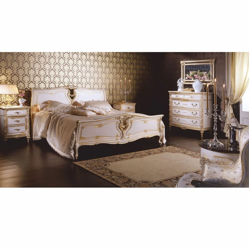 Casa Padrino Luxus Barock Nachtkommode Weiß / Gold H. 76 cm - Made in Italy