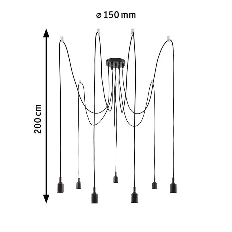 Neordic Pendelleuchte Ketil 7-flammig Silikon Schwarz