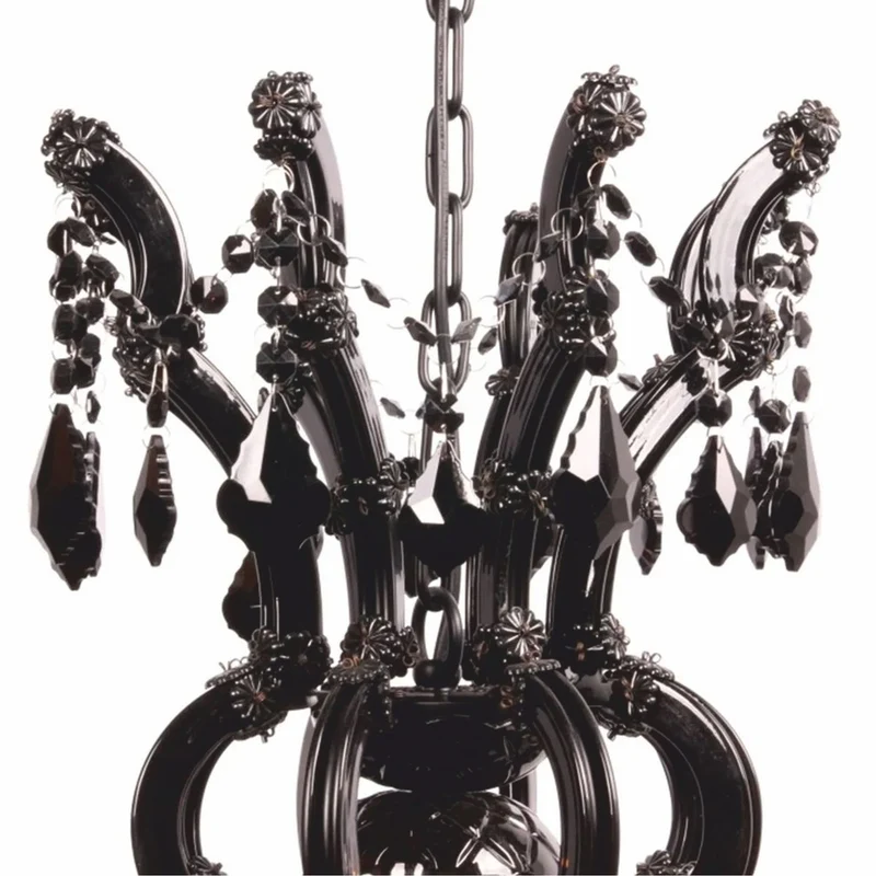 Casa Padrino Barock Kristall Kronleuchter Schwarz Ø 73 x H. 78 cm - Barock Leuchten