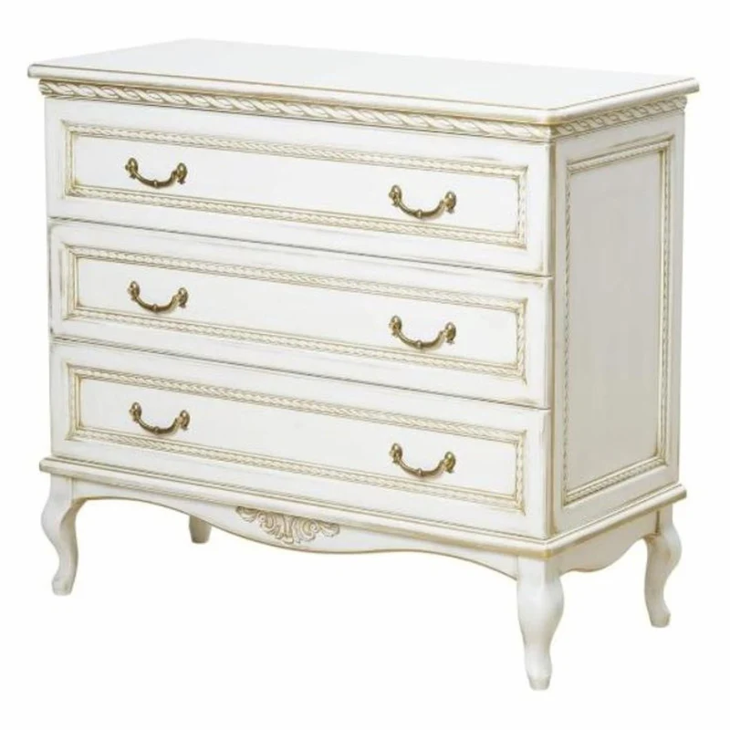 Casa Padrino Luxus Barock Kommode Weiß / Beige 100 cm - Prunkvolle Barock Möbel