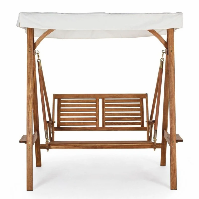 Casa Padrino Luxus Hollywood Schaukel Braun / Weiß 185 cm - Garten Schaukel