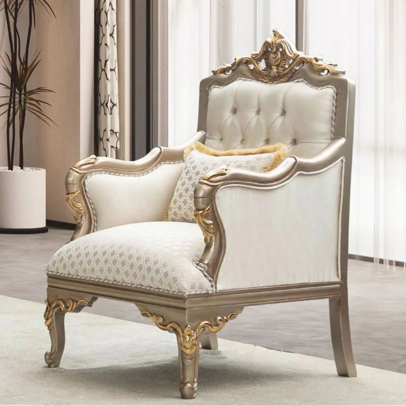 Casa Padrino Luxus Barock Wohnzimmer Set Creme / Grau / Gold - Barock Möbel