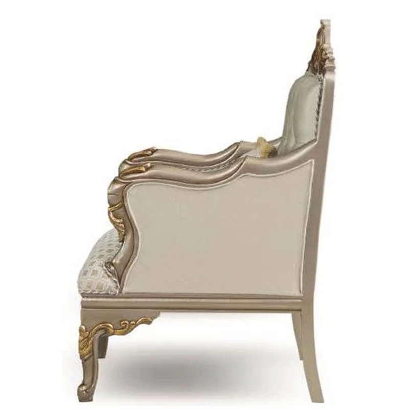 Casa Padrino Luxus Barock Sessel Creme / Grau / Gold H. 120 cm - Barock Möbel
