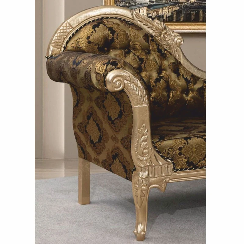 Casa Padrino Luxus Barock Sofa Linke Seite Gold / Schwarz / Silber 210 cm - Barock Möbel