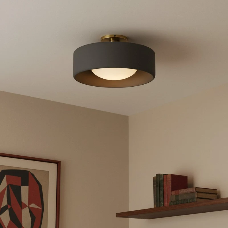 Keramische Plafondlamp Scandinavisch Design met Halfrond Porselein Kap | Sansoti