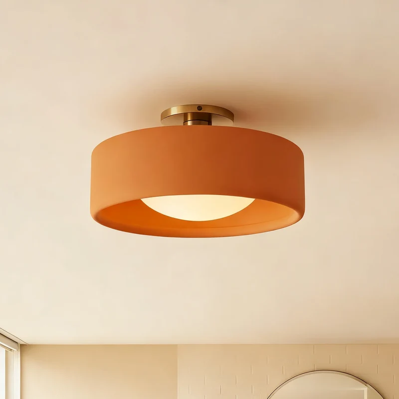 Keramische Plafondlamp Scandinavisch Design met Halfrond Porselein Kap | Sansoti