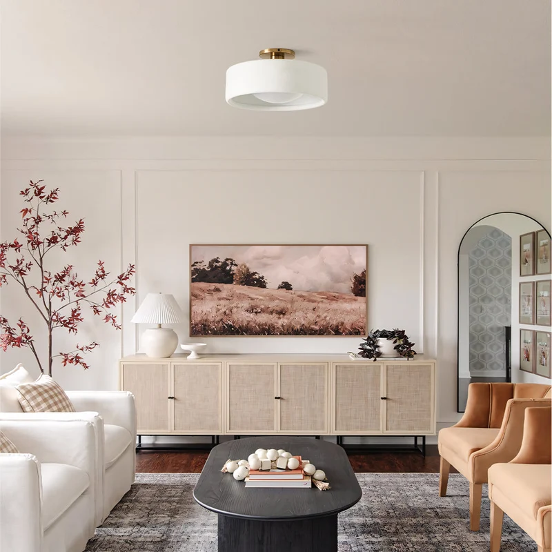 Keramische Plafondlamp Scandinavisch Design met Halfrond Porselein Kap | Sansoti