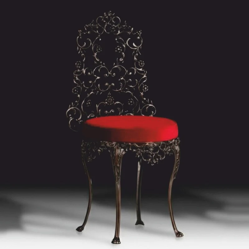 Casa Padrino Luxus Barock Esszimmer Stuhl Rot / Antik Bronze H. 86 cm - Barock Möbel