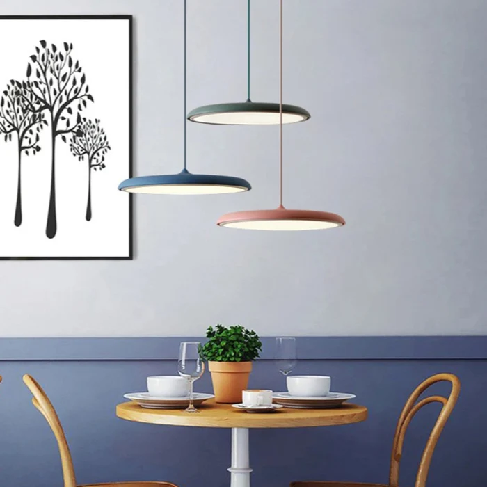 Scandinavische Hanglamp LED Minimalistisch Wit Zwart Grijs Blauw Rosé Goud voor Eettafel Woonkamer Modern Energiezuinig Verlichtingsdesign Ø25cm Ø40cm Aluminium | Sansoti