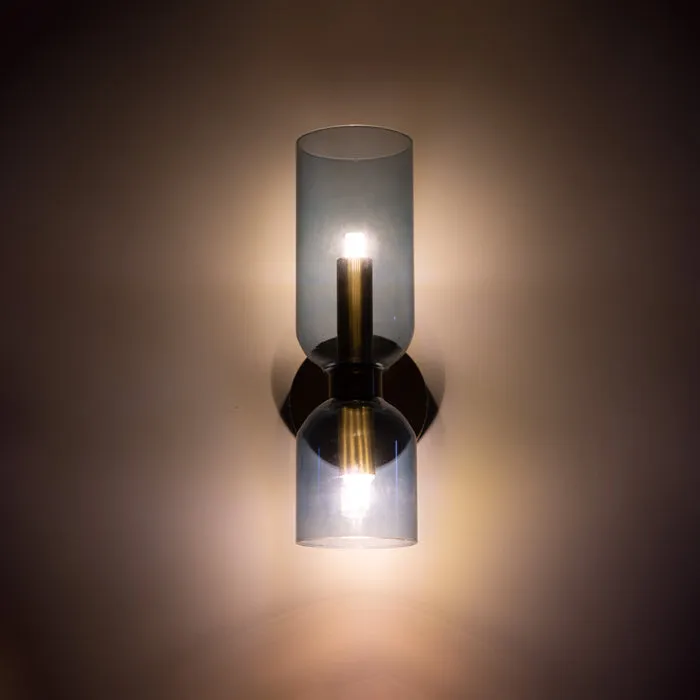 Wandlamp Dubbel Glas IJzer Moderne Wandverlichting Gang Slaapkamer Woonkamer E12 | Sansoti