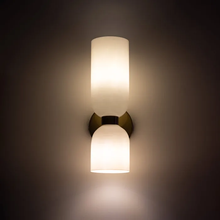 Wandlamp Dubbel Glas IJzer Moderne Wandverlichting Gang Slaapkamer Woonkamer E12 | Sansoti