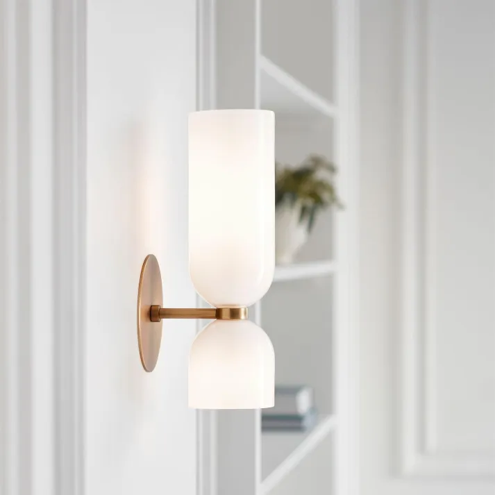 Wandlamp Dubbel Glas IJzer Moderne Wandverlichting Gang Slaapkamer Woonkamer E12 | Sansoti