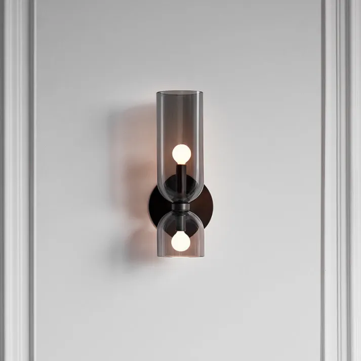 Wandlamp Dubbel Glas IJzer Moderne Wandverlichting Gang Slaapkamer Woonkamer E12 | Sansoti