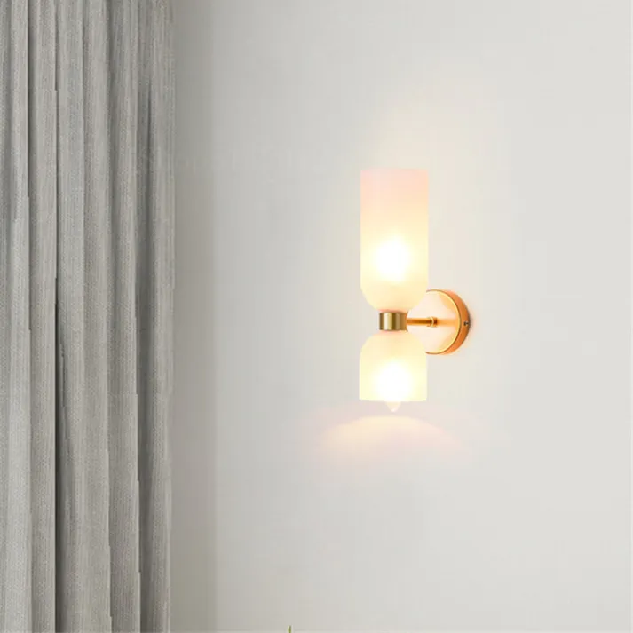 Wandlamp Dubbel Glas IJzer Moderne Wandverlichting Gang Slaapkamer Woonkamer E12 | Sansoti