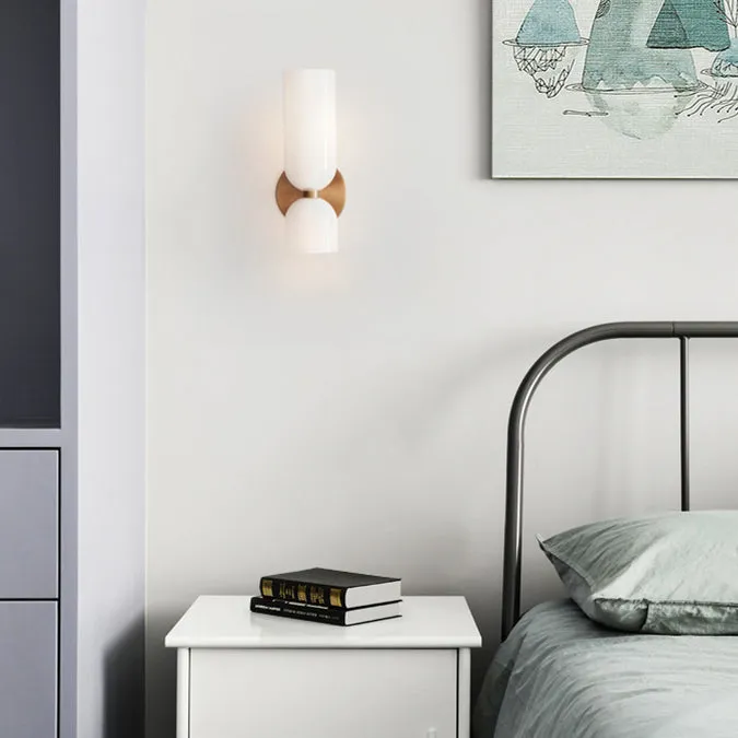 Wandlamp Dubbel Glas IJzer Moderne Wandverlichting Gang Slaapkamer Woonkamer E12 | Sansoti
