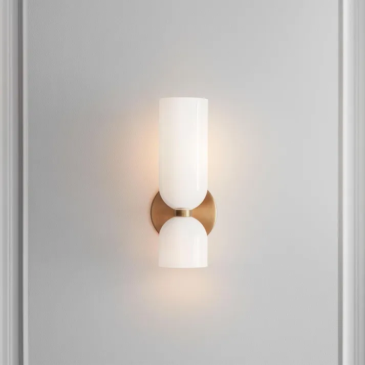 Wandlamp Dubbel Glas IJzer Moderne Wandverlichting Gang Slaapkamer Woonkamer E12 | Sansoti