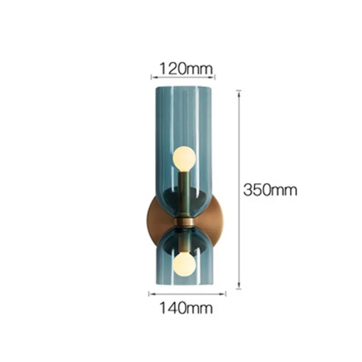 Wandlamp Dubbel Glas IJzer Moderne Wandverlichting Gang Slaapkamer Woonkamer E12 | Sansoti