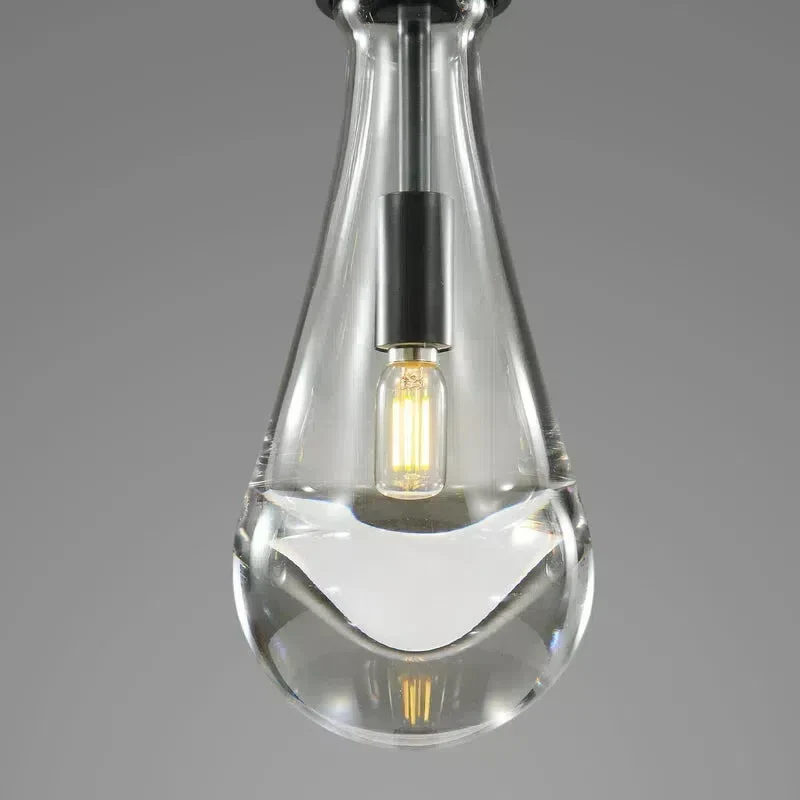 Ronde Glazen Kroonluchter 5 Lichtpunten Druppelvorm Glas Metaal Hanglamp voor Eetkamer Woonkamer Eettafel | Sansoti