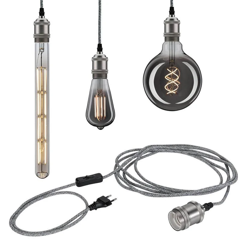 Neordic Pendelleuchte Eldar Grau, Nickel Dimmbar inkl. Stecker