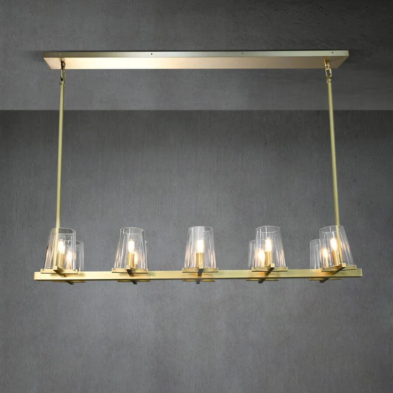 Lineaire Kristallen Kroonluchter 10-12 Lichtpunten Messing Scandinavisch Design Eetkamer Woonkamer Hangverlichting | Sansoti