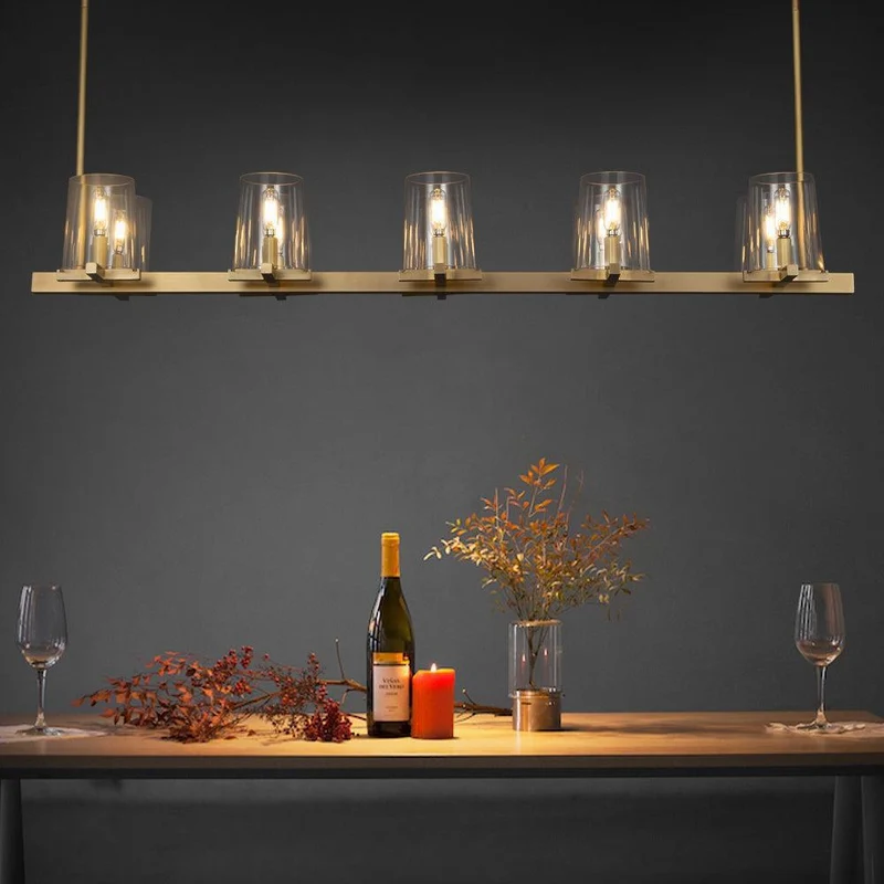 Lineaire Kristallen Kroonluchter 10-12 Lichtpunten Messing Scandinavisch Design Eetkamer Woonkamer Hangverlichting | Sansoti