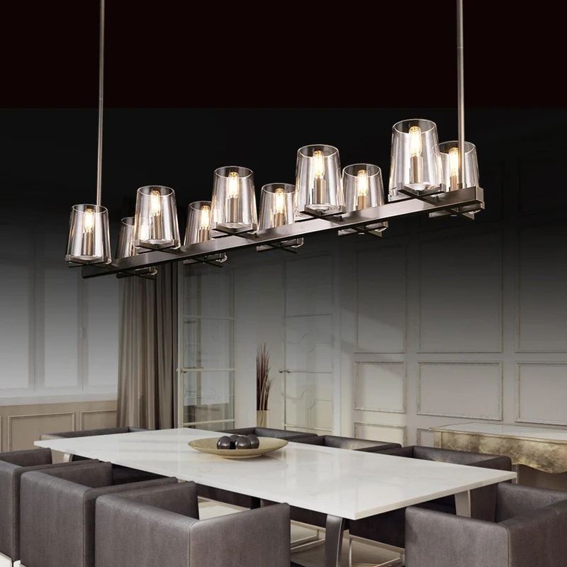 Lineaire Kristallen Kroonluchter 10-12 Lichtpunten Messing Scandinavisch Design Eetkamer Woonkamer Hangverlichting | Sansoti