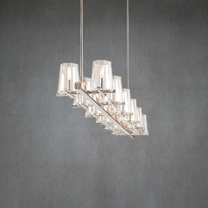 Lineaire Kristallen Kroonluchter 10-12 Lichtpunten Messing Scandinavisch Design Eetkamer Woonkamer Hangverlichting | Sansoti