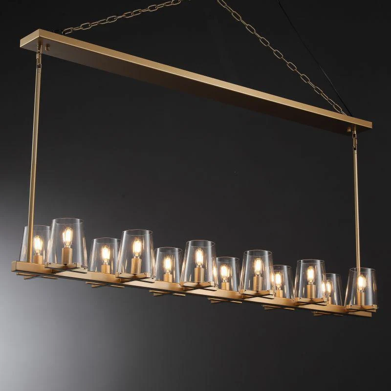 Lineaire Kristallen Kroonluchter 10-12 Lichtpunten Messing Scandinavisch Design Eetkamer Woonkamer Hangverlichting | Sansoti