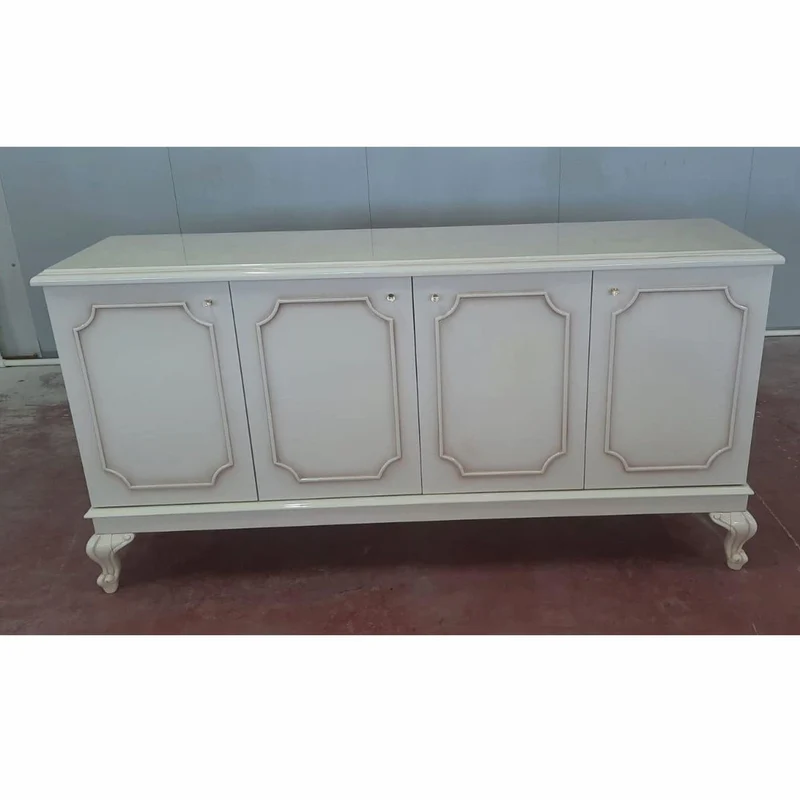 Casa Padrino Luxus Barock Sideboard mit 4 Türen Creme / Grau 210 cm - Barock Möbel