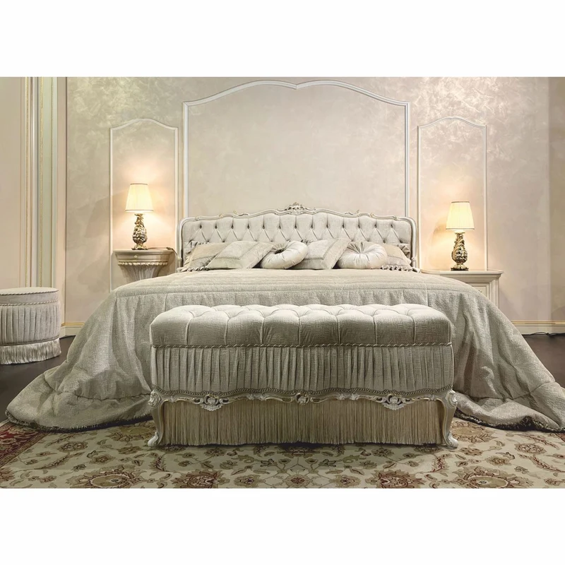 Casa Padrino Luxus Barock Sitzbank Weiß / Gold 132 cm - Barock Möbel - Made in Italy