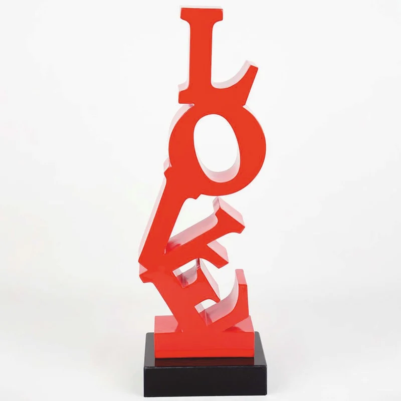 Casa Padrino Deko Love Skulptur Rot / Schwarz H. 60 cm - Wohnzimmer & Schreibtisch Deko