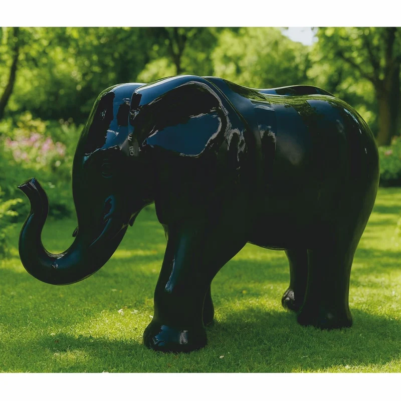 Casa Padrino Deko Skulptur Elefant Schwarz 84 x H. 57 cm - Deko Figur