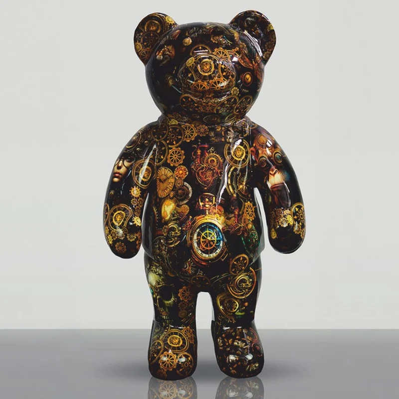 Casa Padrino XXL Deko Skulptur Teddybär Bunt H. 140 cm - Große Deko Figur