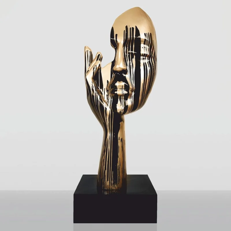 Casa Padrino XXL Deko Skulptur Schwarz / Gold H. 190 cm - Große Deko Figur