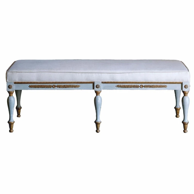 Casa Padrino Luxus Barock Sitzbank Grau / Gold 153 cm - Barock Möbel - Made in Italy