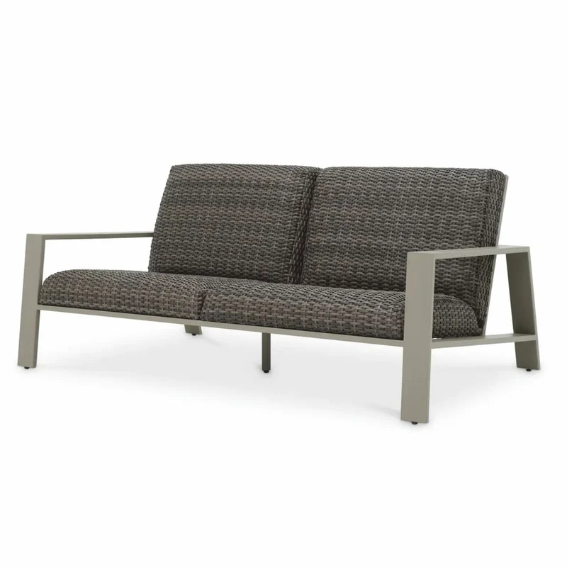 Casa Padrino Luxus Kunstrattan Garten Sofa Grau 180 cm - Garten Möbel