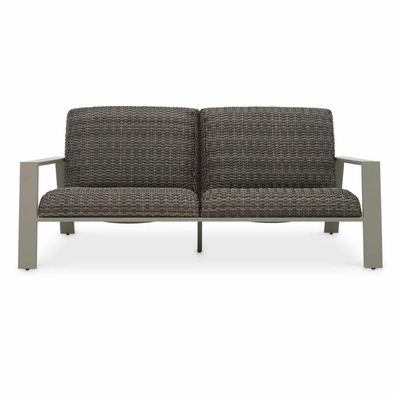 Casa Padrino Luxus Kunstrattan Garten Sofa Grau 180 cm - Garten Möbel
