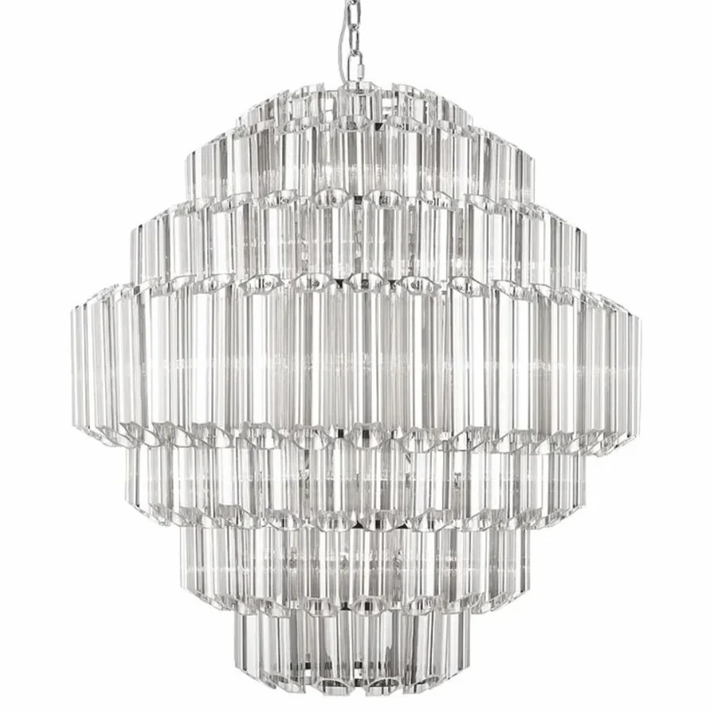 Casa Padrino Glas Kronleuchter Silber Ø 80 x H. 93 cm - Runder Kronleuchter
