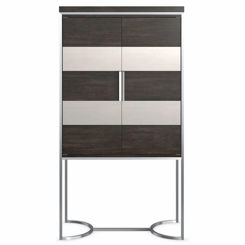 Casa Padrino Luxus Barschrank / Weinschrank Braun / Silber H. 198 cm - Bar Möbel