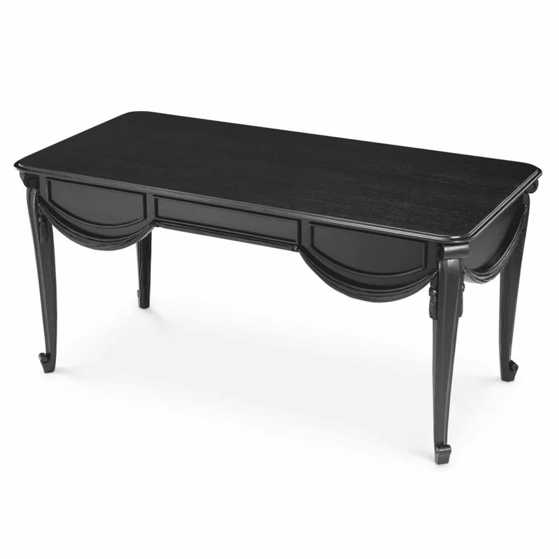 Casa Padrino Luxus Barock Schreibtisch Schwarz 160 cm - Barock Büro Möbel