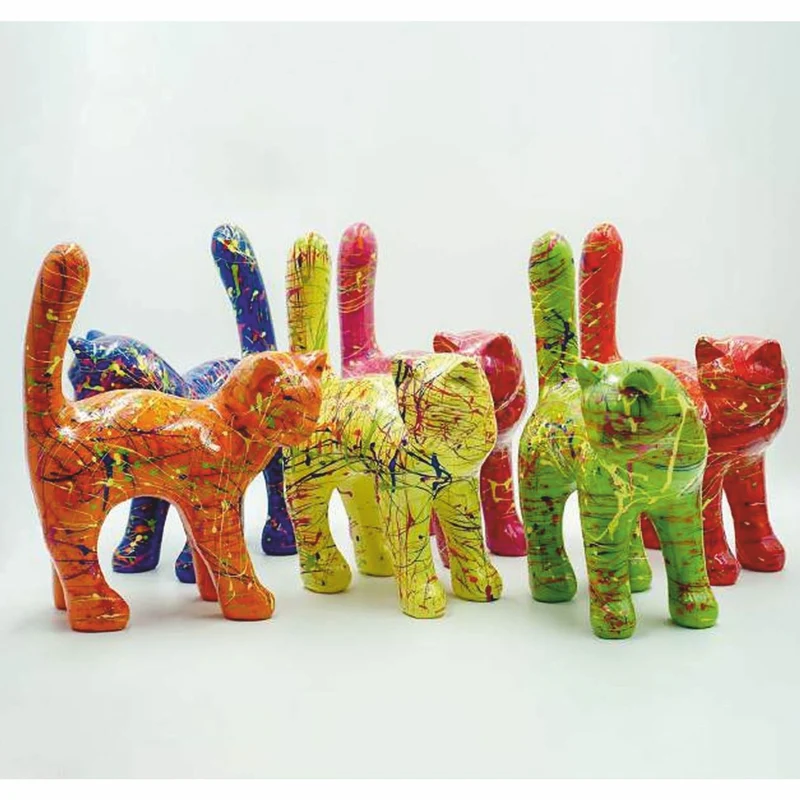 Casa Padrino Deko Figur Katze H. 32 cm - Verschiedene Farben - Deko Skulptur
