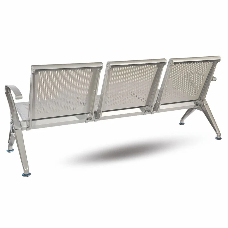 Casa Padrino 3er Besucherbank / Wartezimmerbank Silber 180 cm - Wartezimmer Möbel